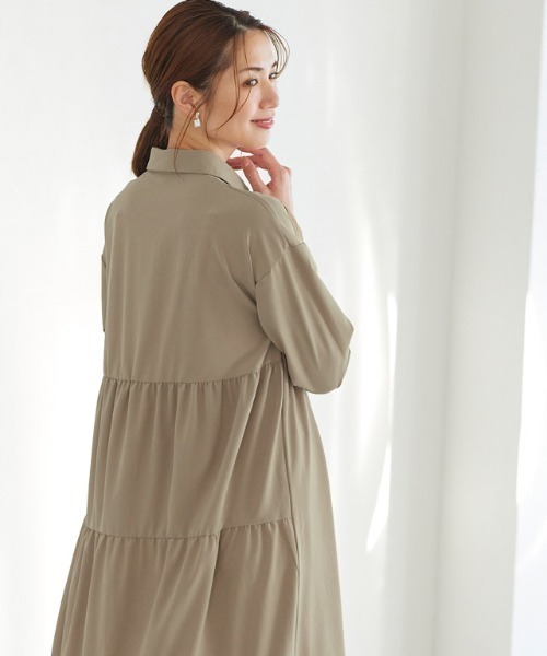 Pierrot（ピエロ）の「バックティアードシャツワンピース（シャツ/ブラウス・レディース・ライトグレー/モカ・M/L）」の15枚目の写真