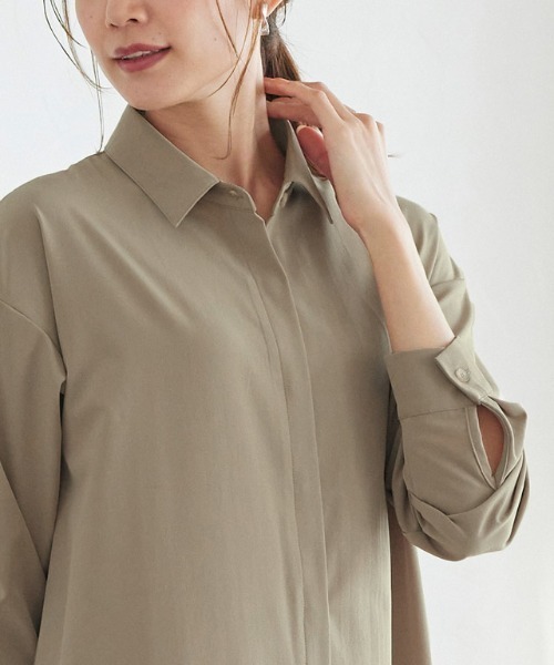 Pierrot（ピエロ）の「バックティアードシャツワンピース（シャツ/ブラウス・レディース・ライトグレー/モカ・M/L）」の18枚目の写真