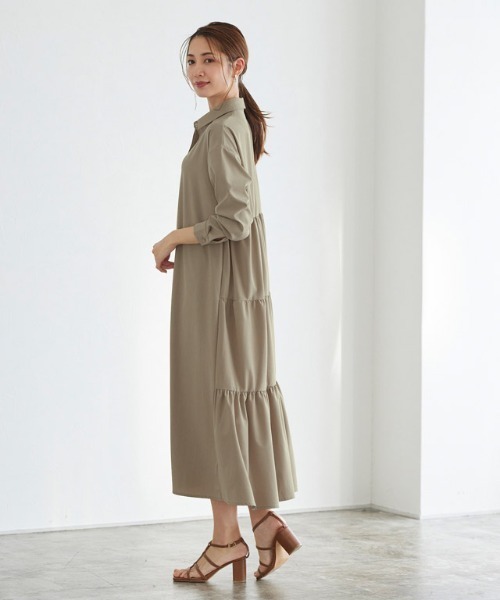 Pierrot（ピエロ）の「バックティアードシャツワンピース（シャツ/ブラウス・レディース・ライトグレー/モカ・M/L）」の8枚目の写真