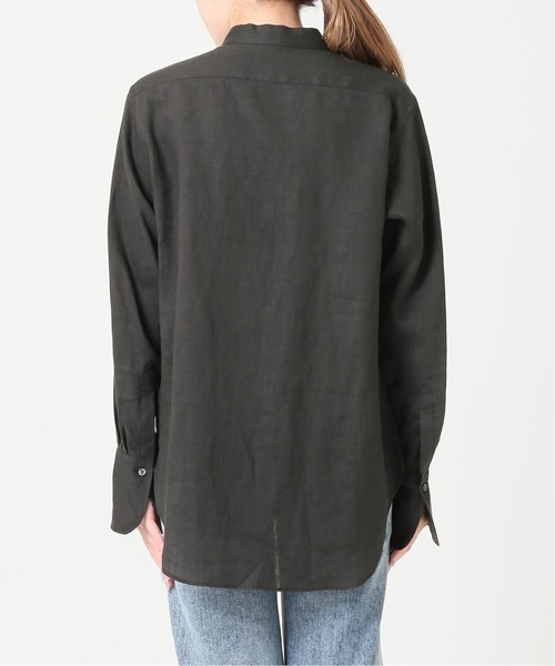 CALMER LINENメッシュバンドカラーシャツ Plageタグ付 追加》LINENメッシュバンドカラーシャツ（シャツ／ブラウス