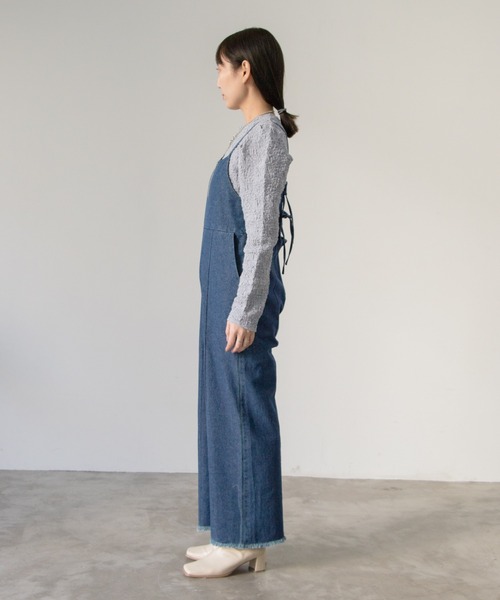 Kastane（カスタネ）の「BACKリボンデニムキャミサロペット（サロペット/オーバーオール・レディース・インディゴブルー・FREE）」の10枚目の写真