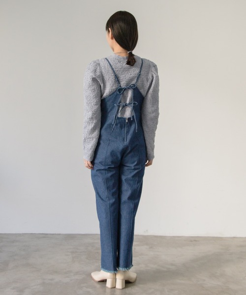 Kastane（カスタネ）の「BACKリボンデニムキャミサロペット（サロペット/オーバーオール・レディース・インディゴブルー・FREE）」の5枚目の写真