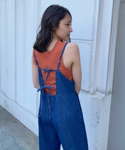 Kastane（カスタネ）の「BACKリボンデニムキャミサロペット（サロペット/オーバーオール・レディース・インディゴブルー・FREE）」の17枚目の写真