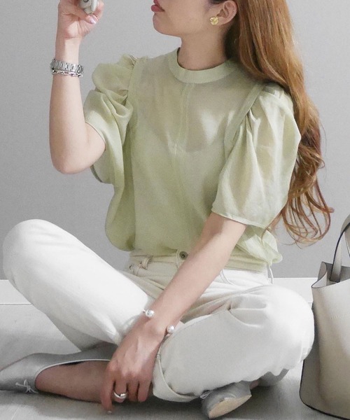 CORNERS（コーナーズ）の「【インフルエンサーmiiさん×CORNERSコラボ】スタンドカラー2wayチュニックブラウス（シャツ/ブラウス・レディース・ベージュ/オフホワイト/ブラック/ブルー/ミント・M）」の4枚目の写真