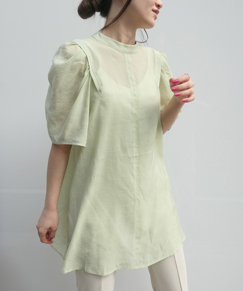 CORNERS（コーナーズ）の「【インフルエンサーmiiさん×CORNERSコラボ】スタンドカラー2wayチュニックブラウス（シャツ/ブラウス・レディース・ベージュ/オフホワイト/ブラック/ブルー/ミント・M）」の12枚目の写真