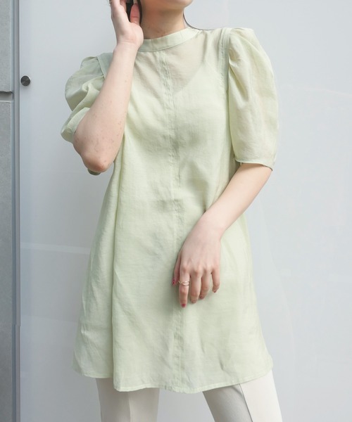 CORNERS（コーナーズ）の「【インフルエンサーmiiさん×CORNERSコラボ】スタンドカラー2wayチュニックブラウス（シャツ/ブラウス・レディース・ベージュ/オフホワイト/ブラック/ブルー/ミント・M）」の13枚目の写真