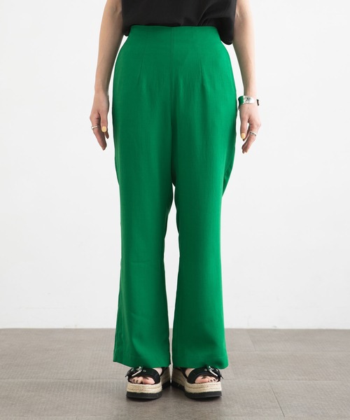 bohmal（ボマール）の「リネン風フレアカラーパンツ（スラックス・レディース・イエロー/グリーン・MEDIUM/LARGE）」の16枚目の写真