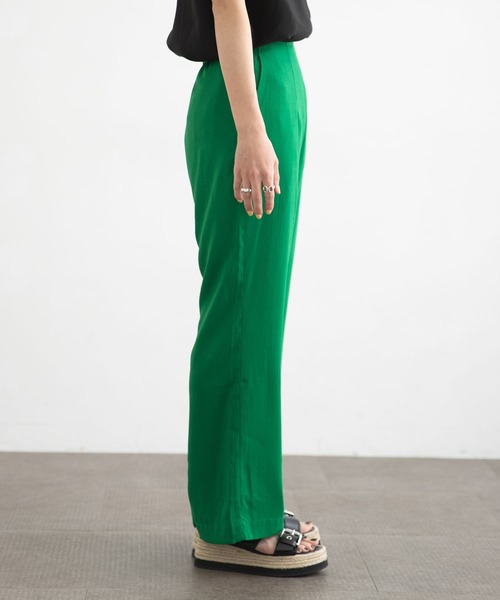 bohmal（ボマール）の「リネン風フレアカラーパンツ（スラックス・レディース・イエロー/グリーン・MEDIUM/LARGE）」の19枚目の写真