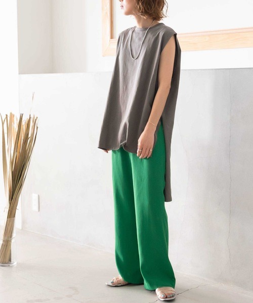 bohmal（ボマール）の「リネン風フレアカラーパンツ（スラックス・レディース・イエロー/グリーン・MEDIUM/LARGE）」の7枚目の写真