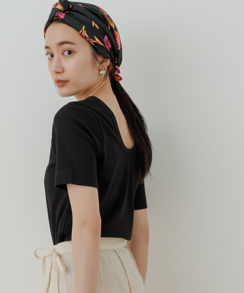 ADAM ET ROPE'(アダムエロペ)の「【2WAY】コンパクトリブトップス(Tシャツ/カットソー・レディース・ホワイト/ブラック/パープル・FREE)」の7枚目の写真
