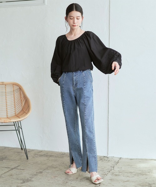 titivate(ティティベイト)の「バックリボンボリューム袖ブラウス(シャツ/ブラウス・レディース・ベージュ/ブラック/イエロー/オフホワイト・S/M)」の10枚目の写真