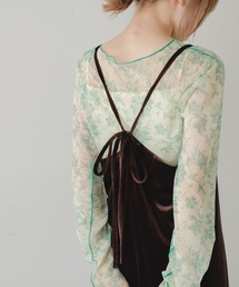 Kastane | シアー花柄キャミ付きインナー(Tシャツ/カットソー)