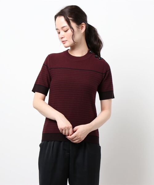 SEE BY CHLOE（シーバイクロエ）の「ショートスリーブセーター（ニット/セーター・レディース・バーガンディー/ネイビー・S/M）」の2枚目の写真