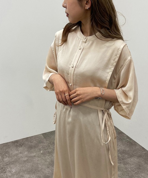 apres jour mignon（アプレジュールミニョン）の「バンドカラーカフタンワンピース【ZOZOTOWN限定アイテム】（ワンピース・レディース・アイボリー/オフホワイト/ブラック・X-LARGE/フリー）」の16枚目の写真