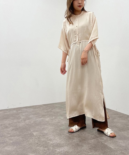 apres jour mignon（アプレジュールミニョン）の「バンドカラーカフタンワンピース【ZOZOTOWN限定アイテム】（ワンピース・レディース・アイボリー/オフホワイト/ブラック・X-LARGE/フリー）」の19枚目の写真