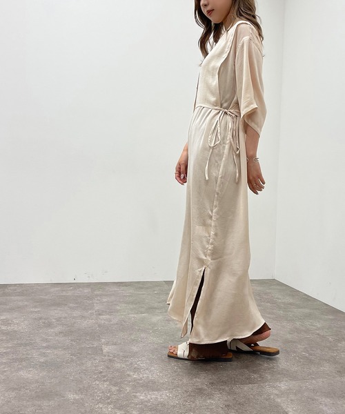 apres jour mignon（アプレジュールミニョン）の「バンドカラーカフタンワンピース【ZOZOTOWN限定アイテム】（ワンピース・レディース・アイボリー/オフホワイト/ブラック・X-LARGE/フリー）」の20枚目の写真