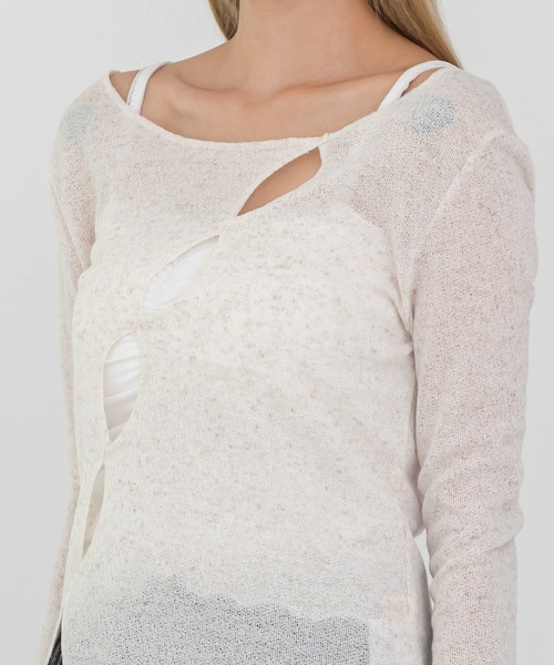 UNE MANSION（ユヌマンション）の「斜めホールスリム長袖Tシャツ（Tシャツ/カットソー・レディース・ブラック/アイボリー/チャコール・FREE）」の17枚目の写真