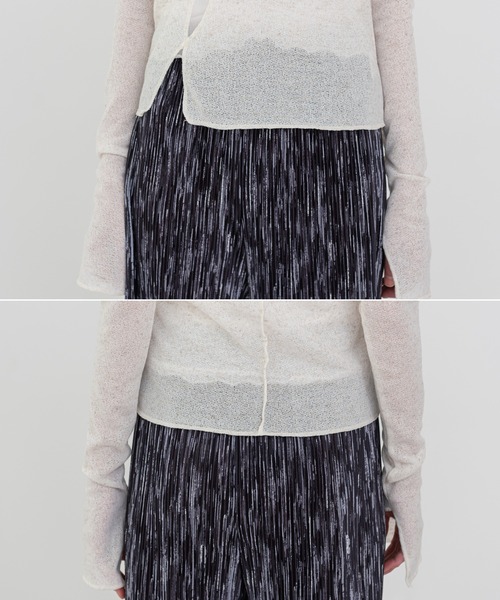 UNE MANSION（ユヌマンション）の「斜めホールスリム長袖Tシャツ（Tシャツ/カットソー・レディース・ブラック/アイボリー/チャコール・FREE）」の12枚目の写真