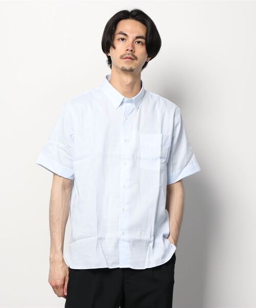 Pitta Re:)（ピッタリ）の「形態安定ノーアイロン ラウンドテール Wガーゼ 半袖ビジネスワイシャツ（ビジネスシャツ・メンズ・サックスブルー/ホワイト/ブルー/ライトカーキ・S/M/L/LL）」の3枚目の写真