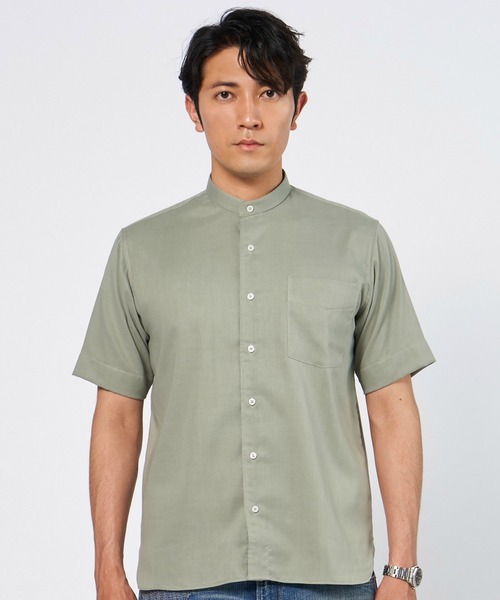 Pitta Re:)（ピッタリ）の「形態安定ノーアイロン ラウンドテール Wガーゼ 半袖ビジネスワイシャツ（ビジネスシャツ・メンズ・サックスブルー/ホワイト/ブルー/ライトカーキ・S/M/L/LL）」の8枚目の写真