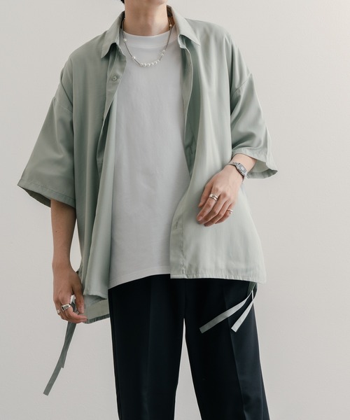 epnok(エプノック)の「ドレープレギュラーカラードローコードシャツ(シャツ/ブラウス・メンズ・ブラック/オフホワイト/ミント・SMALL/MEDIUM/LARGE)」の13枚目の写真