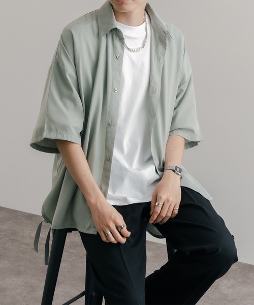 epnok(エプノック)の「ドレープレギュラーカラードローコードシャツ(シャツ/ブラウス・メンズ・ブラック/オフホワイト/ミント・SMALL/MEDIUM/LARGE)」の18枚目の写真
