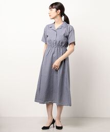 ehka sopo | 幾何花柄開襟シャツワンピース(シャツワンピース)