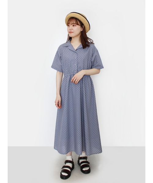 ehka sopo（エヘカソポ）の「幾何花柄開襟シャツワンピース