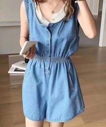 ノースリーブデニムオールインワン