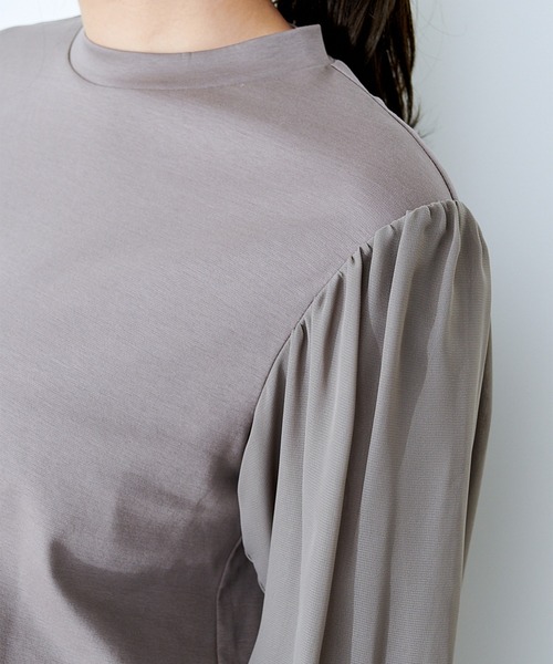 A/C DESIGN BY ALPHA CUBIC(エーシーデザインバイアルファキュービック)の「シアースリーブプルオーバー(Tシャツ/カットソー・レディース・ブラック/カーキ/グリーン・M/L)」の18枚目の写真