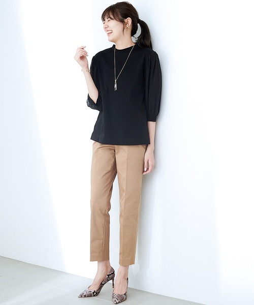 A/C DESIGN BY ALPHA CUBIC(エーシーデザインバイアルファキュービック)の「シアースリーブプルオーバー(Tシャツ/カットソー・レディース・ブラック/カーキ/グリーン・M/L)」の5枚目の写真