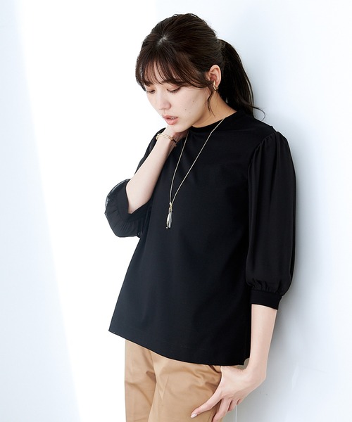 A/C DESIGN BY ALPHA CUBIC(エーシーデザインバイアルファキュービック)の「シアースリーブプルオーバー(Tシャツ/カットソー・レディース・ブラック/カーキ/グリーン・M/L)」の6枚目の写真