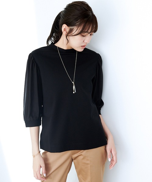 A/C DESIGN BY ALPHA CUBIC(エーシーデザインバイアルファキュービック)の「シアースリーブプルオーバー(Tシャツ/カットソー・レディース・ブラック/カーキ/グリーン・M/L)」の7枚目の写真