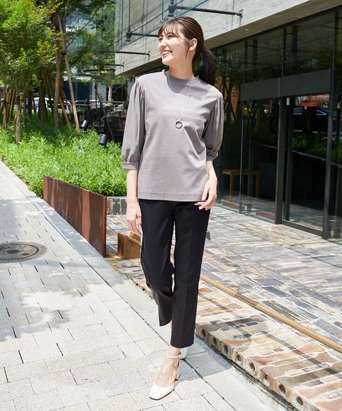 A/C DESIGN BY ALPHA CUBIC(エーシーデザインバイアルファキュービック)の「シアースリーブプルオーバー(Tシャツ/カットソー・レディース・ブラック/カーキ/グリーン・M/L)」の8枚目の写真
