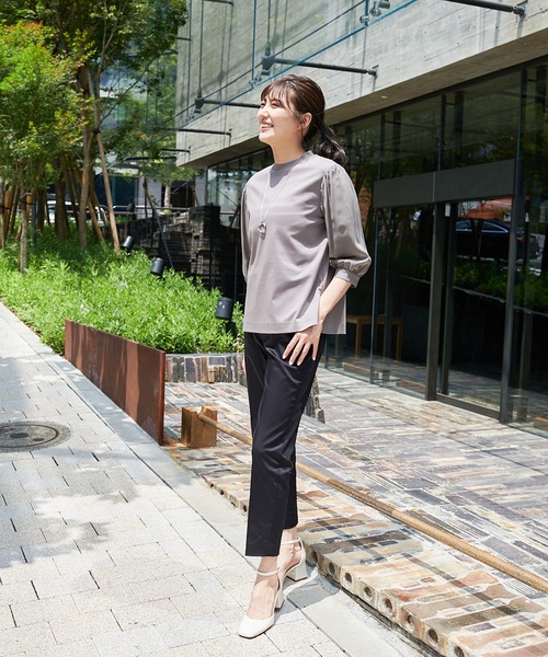 A/C DESIGN BY ALPHA CUBIC(エーシーデザインバイアルファキュービック)の「シアースリーブプルオーバー(Tシャツ/カットソー・レディース・ブラック/カーキ/グリーン・M/L)」の9枚目の写真