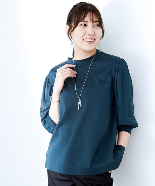 A/C DESIGN BY ALPHA CUBIC(エーシーデザインバイアルファキュービック)の「シアースリーブプルオーバー(Tシャツ/カットソー・レディース・ブラック/カーキ/グリーン・M/L)」の15枚目の写真