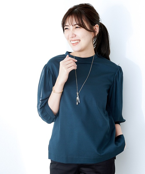 A/C DESIGN BY ALPHA CUBIC(エーシーデザインバイアルファキュービック)の「シアースリーブプルオーバー(Tシャツ/カットソー・レディース・ブラック/カーキ/グリーン・M/L)」の16枚目の写真
