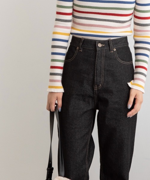 POU DOU DOU（プードゥドゥ）の「ストレートパンツ（デニムパンツ・レディース・ブラック/インディゴブルー/パープル系その他・3）」の7枚目の写真