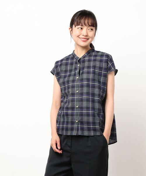 Te chichi TERRASSE（テチチテラス）の「バンドカラーブラウス（シャツ/ブラウス・レディース・ブラック/オレンジ/ネイビー/オフホワイト・ﾌﾘ-）」の4枚目の写真