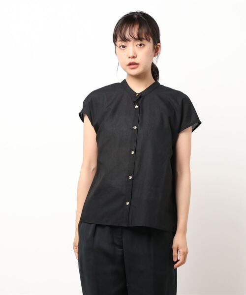 Te chichi TERRASSE（テチチテラス）の「バンドカラーブラウス（シャツ/ブラウス・レディース・ブラック/オレンジ/ネイビー/オフホワイト・ﾌﾘ-）」の3枚目の写真