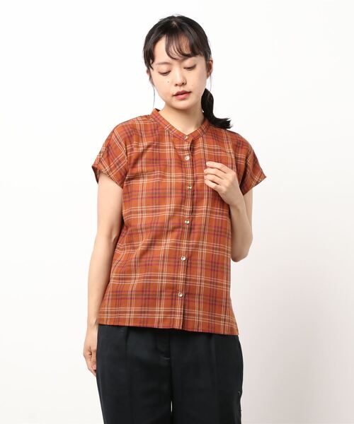 Te chichi TERRASSE（テチチテラス）の「バンドカラーブラウス（シャツ/ブラウス・レディース・ブラック/オレンジ/ネイビー/オフホワイト・ﾌﾘ-）」の7枚目の写真