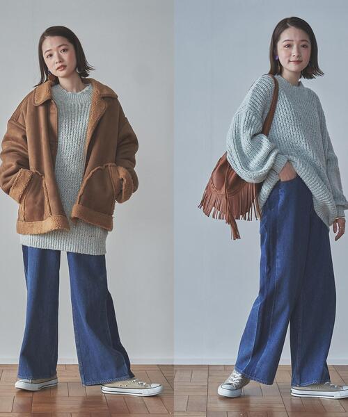 coen(コーエン)の「■プレミアムデニムコレクション■サイドシャドウデニムワイドパンツ(WEB限定サイズ)(デニムパンツ・レディース・ネイビー/ブラック・LARGE/MEDIUM/SMALL/X-LARGE)」の17枚目の写真