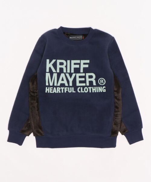 KRIFF MAYER Kid's Collection（クリフメイヤーキッズコレクション）の「ぬくのびロゴクルー（スウェット・キッズ・チャコール/ブラウン/グレー/ネイビー・120/130/150/160/140/170）」の4枚目の写真