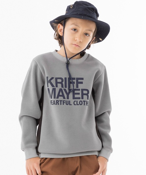 KRIFF MAYER Kid's Collection（クリフメイヤーキッズコレクション）の「ぬくのびロゴクルー（スウェット・キッズ・チャコール/ブラウン/グレー/ネイビー・120/130/150/160/140/170）」の2枚目の写真