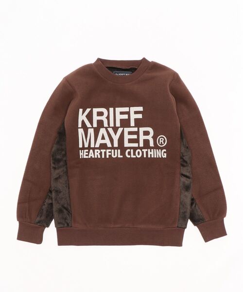 KRIFF MAYER Kid's Collection（クリフメイヤーキッズコレクション）の「ぬくのびロゴクルー（スウェット・キッズ・チャコール/ブラウン/グレー/ネイビー・120/130/150/160/140/170）」の18枚目の写真
