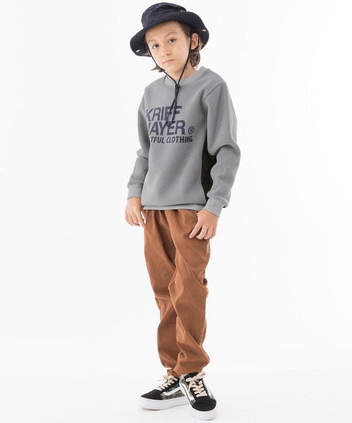 KRIFF MAYER Kid's Collection（クリフメイヤーキッズコレクション）の「ぬくのびロゴクルー（スウェット・キッズ・チャコール/ブラウン/グレー/ネイビー・120/130/150/160/140/170）」の6枚目の写真