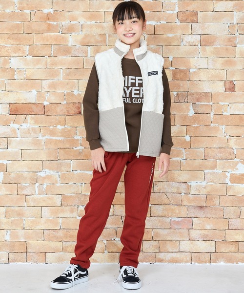 KRIFF MAYER Kid's Collection（クリフメイヤーキッズコレクション）の「ぬくのびロゴクルー（スウェット・キッズ・チャコール/ブラウン/グレー/ネイビー・120/130/150/160/140/170）」の9枚目の写真