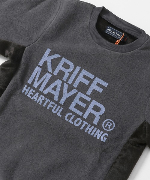 KRIFF MAYER Kid's Collection（クリフメイヤーキッズコレクション）の「ぬくのびロゴクルー（スウェット・キッズ・チャコール/ブラウン/グレー/ネイビー・120/130/150/160/140/170）」の10枚目の写真