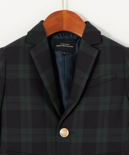 green label relaxing（グリーンレーベルリラクシング）の「TW ブラックウォッチ ジャケット（テーラードジャケット・キッズ・ダークグリーン・110cm/100cm/120cm/130cm）」の2枚目の写真