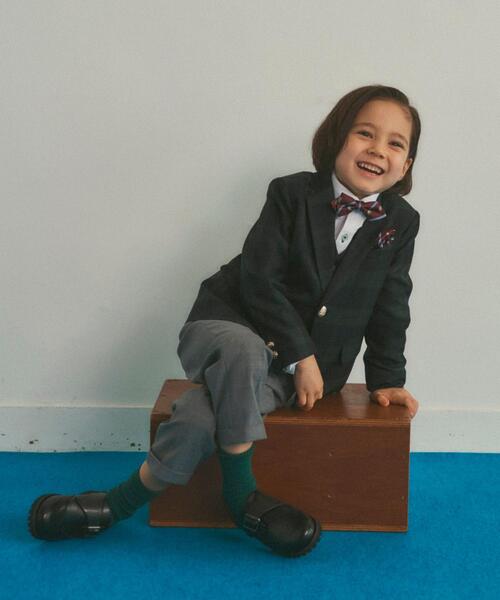 green label relaxing（グリーンレーベルリラクシング）の「TW ブラックウォッチ ジャケット（テーラードジャケット・キッズ・ダークグリーン・110cm/100cm/120cm/130cm）」の9枚目の写真